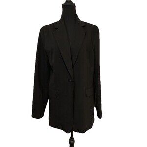 Topshop Womens One Button Blazer Jacket Black Lined Size 6 NWT